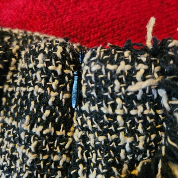 Tweed Fringed Mini Skirt In Black & Beige By Shein - Picture 7 of 14